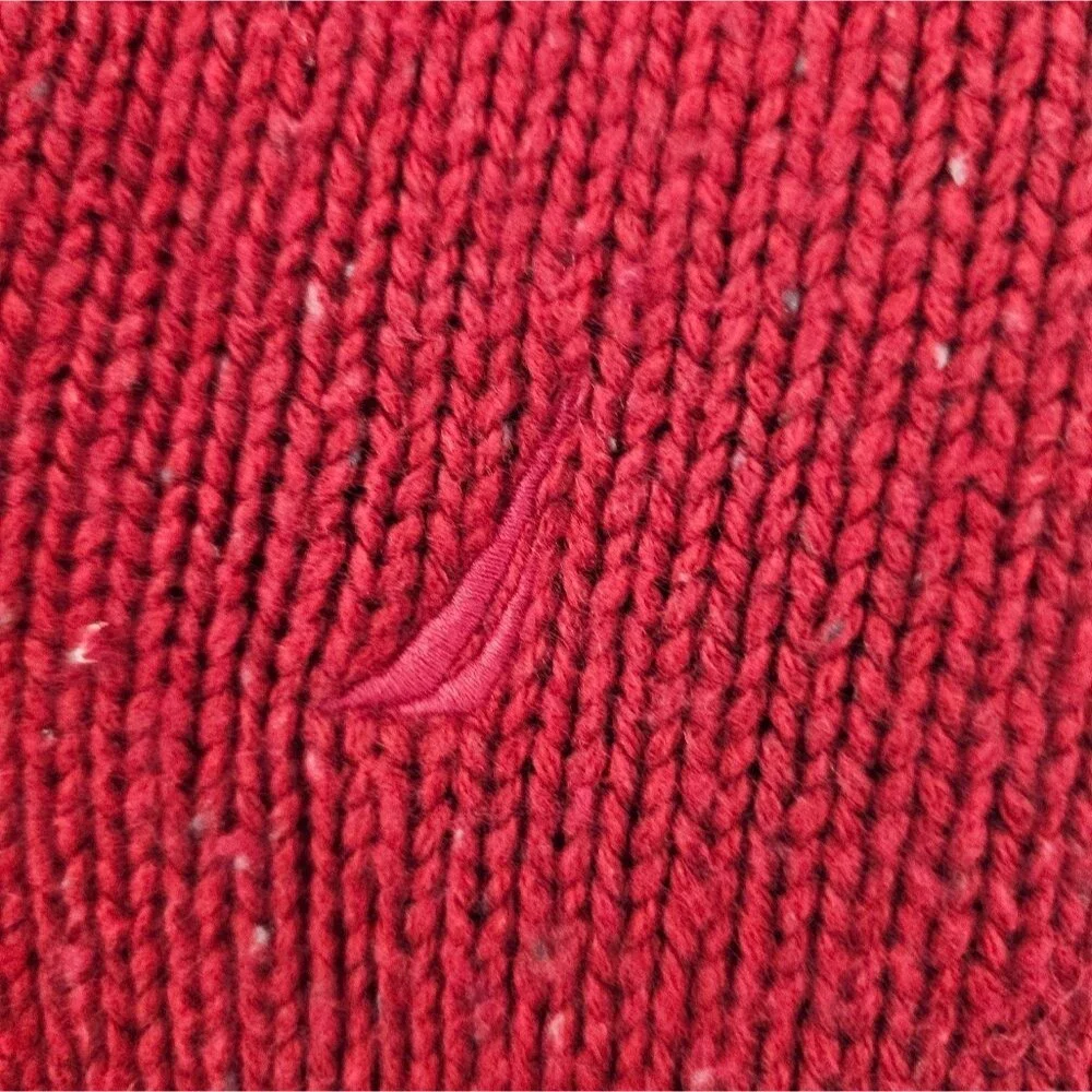 Nautica Red Wool Blend Sweater Men’s XXL Quarter Button Mock Neck Pullover Prep